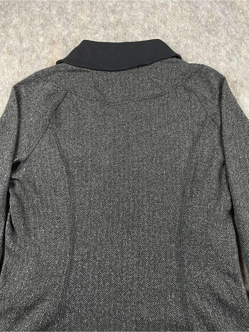 Lululemon Think Fast Pullover Heathered Herringbone Black Athletic Outdoors Sz 6